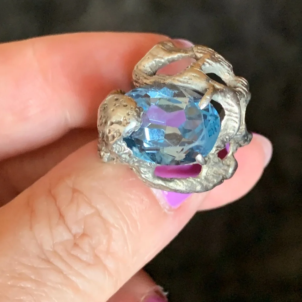 VINTAGE 925 STERLING SILVER BLUE SPINEL RING
